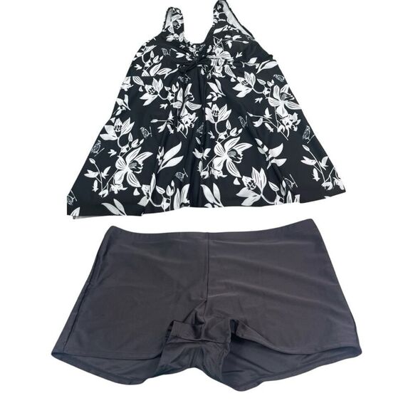 Floral Black and White Tankini Set - Picture 6 of 11